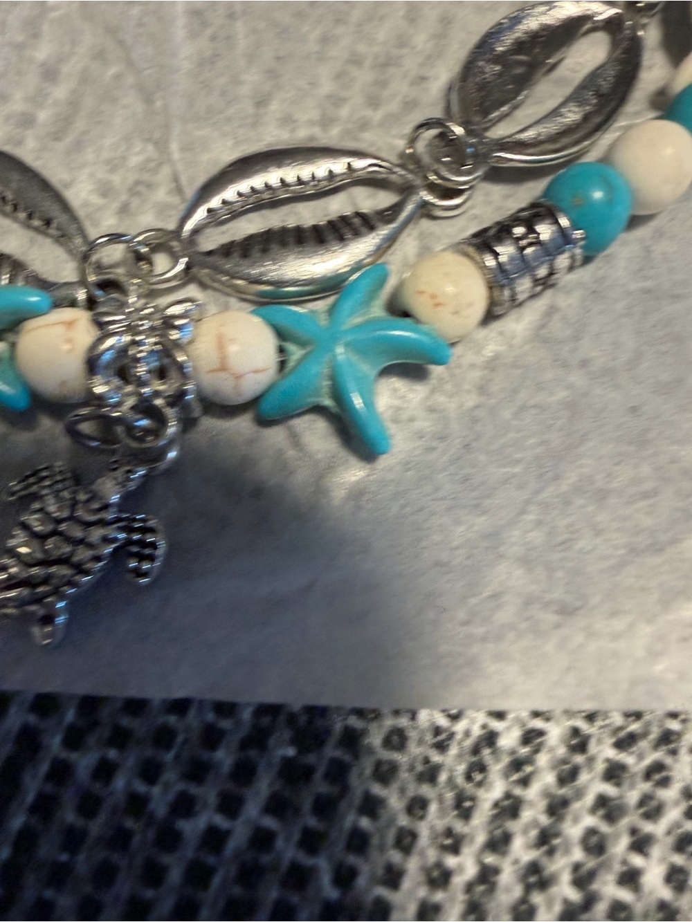 Ankle bracelet Turquoise & White Beach Charm - Picture 6 of 8